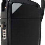 Portable Indoor/Outdoor Lock Box Safe with Key and Combination Access (Compact, Black)